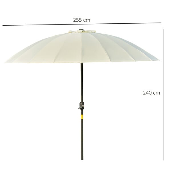 OUTSUNNY - Parasol inclinable rond avec manivelle métal fibre de verre Ø 2,55 m polyester haute densité beige - large