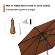 OUTSUNNY - Parasol en métal rond polyester 180g/m² manivelle inclinable Ø 2,95 x 2,5 m chocolat - vignette