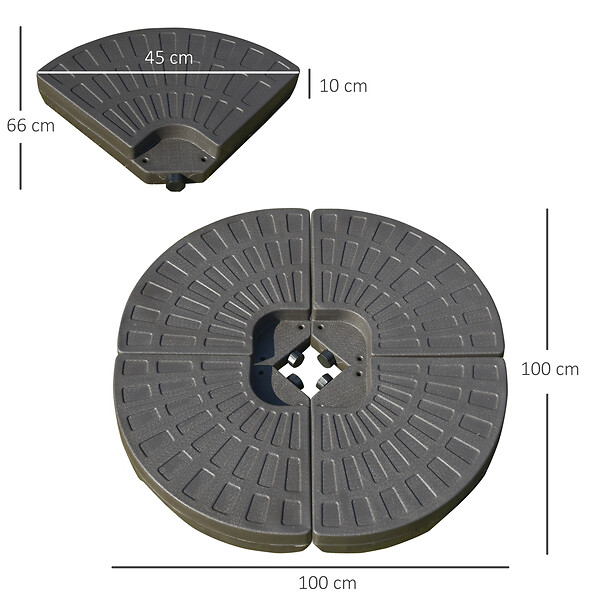 OUTSUNNY - Lot de 4 poids de lestage pour parasols déportés dim. totales 100L x 100l x 10H cm HDPE café - large