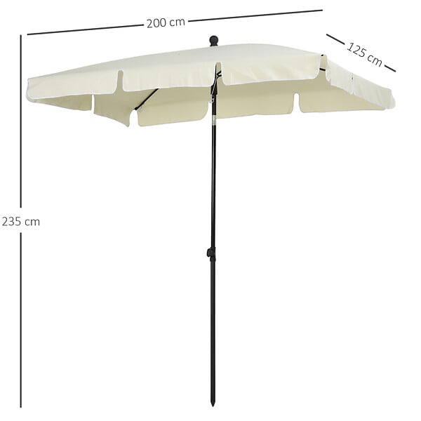 OUTSUNNY - Parasol rectangulaire inclinable alu acier polyester haute densité diamètre 2 m beige clair - large