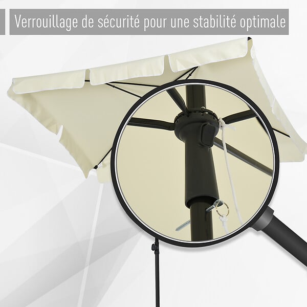 OUTSUNNY - Parasol rectangulaire inclinable alu acier polyester haute densité diamètre 2 m beige clair - large