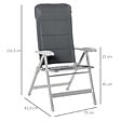 OUTSUNNY - Chaise de jardin pliante dossier haut inclinable multipositions accoudoirs tétière alu. oxford déperlant gris - vignette