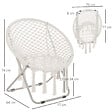 OUTSUNNY - Loveuse fauteuil rond de jardin fauteuil lune papasan pliable grand confort macramé coton polyester beige - vignette