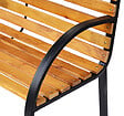 OUTSUNNY - Banc de jardin 2 places style rural chic assise dossier à lattes bois naturel lasuré châssis acier époxy noir - vignette