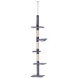 PAWHUT - Arbre à chat poteau à griffer L40 x l 34 x H 230-260 cm 5 niveaux d'activités gris - vignette