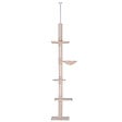 PAWHUT - Arbre à chat poteau à griffer L40 x l 34 x H 230-260 cm 5 niveaux d'activités beige - vignette