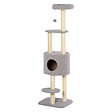 PAWHUT - PawHut Arbre à Chats avec Griffoir Niche Poteaux Peluche Haute Densité 45L x 40L x 148H cm Gris - vignette