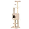 PAWHUT - PawHut Arbre à Chats avec Griffoir Niche Poteaux Peluche Haute Densité 45L x 40L x 148H cm Beige - vignette