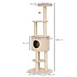 PAWHUT - PawHut Arbre à Chats avec Griffoir Niche Poteaux Peluche Haute Densité 45L x 40L x 148H cm Beige - vignette