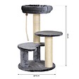 PAWHUT - Arbre à chats 2 griffoirs grattoirs sisal naturel 3 plateformes corde à grimper dim. Ø 40 x 65H cm peluche haute densité 500 g/m² gris - vignette
