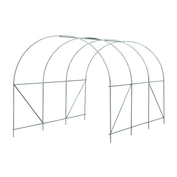 OUTSUNNY - Serre de jardin tunnel surface sol 7 m² 3,5L x 2l x 2H m châssis tubulaire renforcé 18 mm 6 fenêtres blanc - large