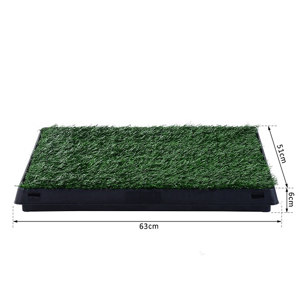 PAWHUT - Litière gazon synthétique chiens toilettes portables à pelouse tiroir à déjection 63L x 51l x 6H cm noir vert - large