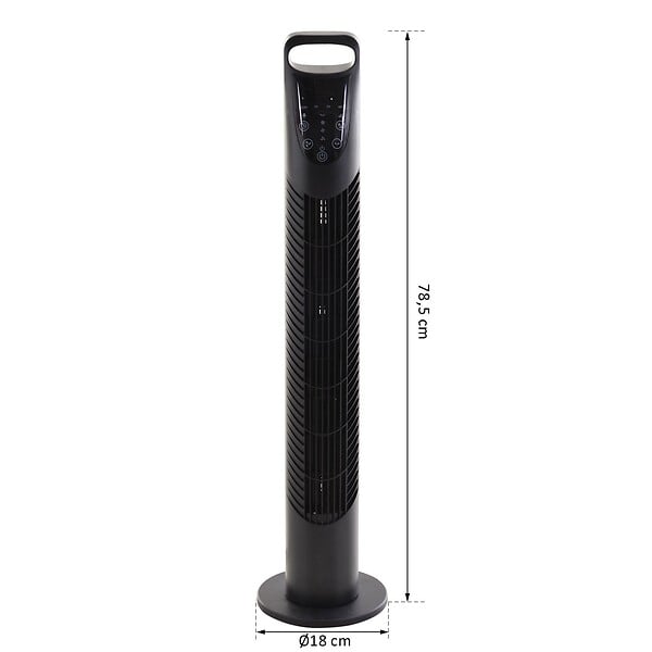 HOMCOM - Ventilateur colonne tour oscillant silencieux 40 W télécommande panneau contrôle tactile 3 vitesses Ø 18 x 78H cm noir - large