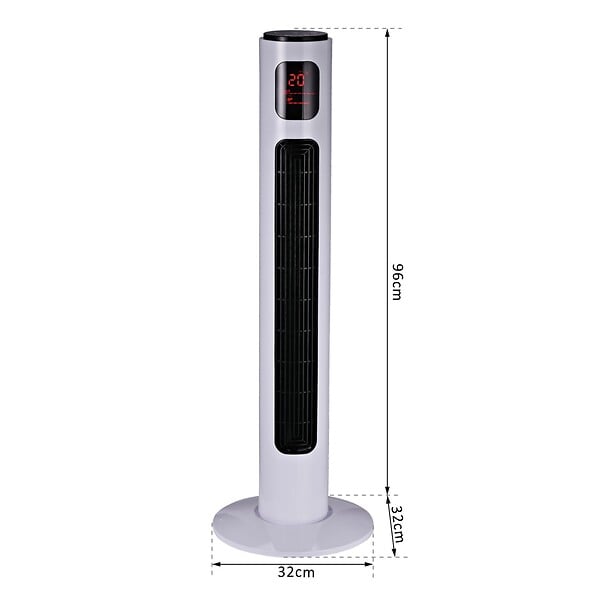 HOMCOM - Ventilateur colonne tour programmable oscillant silencieux 45 W avec télécommande écran affichage minuterie 3 modes 3 vitesses 32L x 32l x 96H cm blanc noir - large