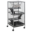 PAWHUT - PawHut Cage pour Petits Animaux Portable avec 2 Portes Hamac Métal PP 52 x 52 x 113,5 cm Gris - vignette
