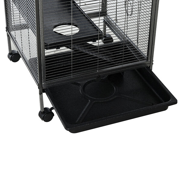 PAWHUT - PawHut Cage pour Petits Animaux Portable avec 2 Portes Hamac Métal PP 52 x 52 x 113,5 cm Gris - large