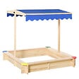 OUTSUNNY - Bac à sable bois carré dim. 1,2L x 1,2l x 1,2H m - hauteur et inclinaison toit réglables - bois naturel de pin - vignette