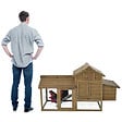 PAWHUT - Poulailler cottage cage à poules sur pied dim. 151L x 54l x 87H cm multi-équipement bois pin - vignette