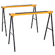 HOMCOM - HOMCOM Lot de 2 tréteaux pliables compactes poignée transport dim. 100L x 50l x 76H cm surface antidérapante métal noir jaune - vignette