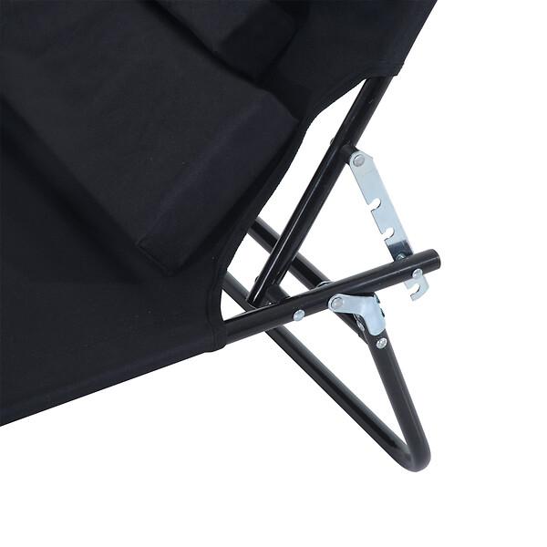OUTSUNNY - Bain de soleil pliable transat inclinable 4 positions chaise longue de lecture 3 coussins fournis noir - large
