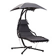 OUTSUNNY - Bain de soleil transat suspendu avec pare-soleil et matelas design contemporain 190L x 115l x 190H cm acier polyester gris foncé noir - vignette