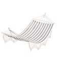 OUTSUNNY - Hamac de voyage portable style hippie chic toile de hamac dim. 2L x 1l m coton polyester gris écru rayé - vignette