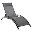 OUTSUNNY - Bain de soleil transat design contemporain inclinable multi-positions tétière amovible incluse alu textilène gris - vignette