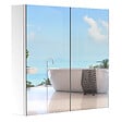 HOMCOM - Armoire miroir rangement toilette salle de bain meuble mural dim. 60L x 12l x 55H cm acier inox. - vignette