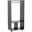 HOMCOM - Armoire penderie étagère 2 niches penderie 4 roulettes pivotantes dim. 60L x 40l x 128H cm noir - vignette