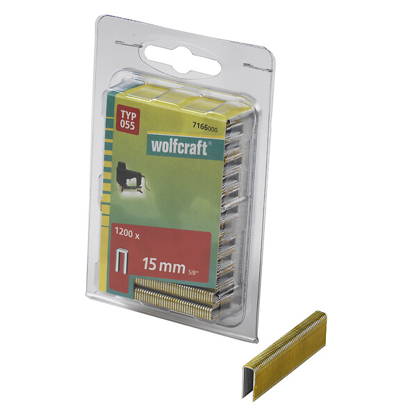 WOLFCRAFT - 1200 Agrafes étroit.résine type 055 15mm - large