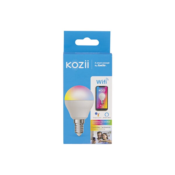 XANLITE - Ampoule LED connectée SMD, culot E14, forme P45, puissance 6W, équivalent 35W, flux 400 lm, éclairage RVB + CCT, variation couleur et intensité, compatible Alexa et Google Home - large