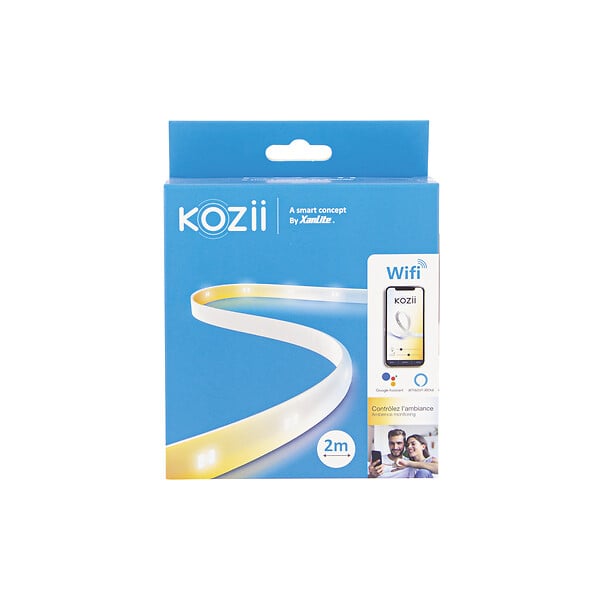 XANLITE - Strip LED connecté 2 m, puissance 6W, flux 220 lm, éclairage blanc variable, angle 120°, variation couleur et intensité, marque Kozii, usage intérieur décoratif - large