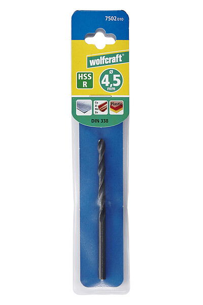 WOLFCRAFT - 1 Foret à métaux HSS laminé D4.5mm - large