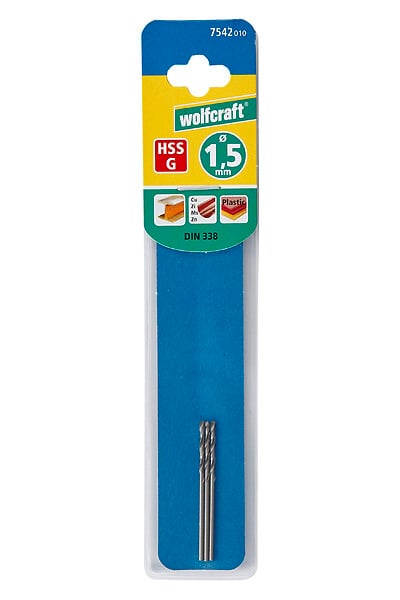 WOLFCRAFT - 3 Forets à métaux HSS meulés D1.5mm - large