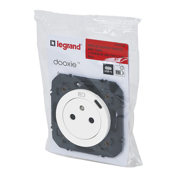 LEGRAND - Prise de courant Surface 2P+T avec chargeur USB Dooxie - blanc - large