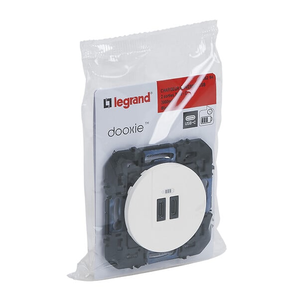LEGRAND - Double chargeur USB Type C dooxie 3A finition blanc - large