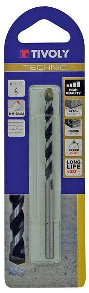 TIVOLY - 1 Foret béton 6mm queue cylindrique - large