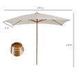 OUTSUNNY - Parasol droit rectangulaire bois polyester haute densité 2,95L x 2l x 2,55H m crème - vignette