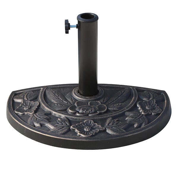 OUTSUNNY - Pied de parasol base de lestage parasol demi-cercle résine imitation fonte motif fleur 50L x 31l x 32H cm bronze - large