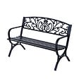 OUTSUNNY - Banc de jardin 3 places dim. 127 x 60 x 85 cm max 250 Kg acier fonte noir - vignette
