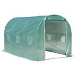 OUTSUNNY - Serre de jardin tunnel surface sol 8 m² 4L x 2l x 2,10H m châssis tubulaire renforcé porte zippée 6 fenêtres enroulables vert - vignette