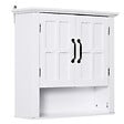 HOMCOM - Armoire haute murale de salle de bain ou WC placard 2 portes 2 étagères niche dim. 60L x 20l x 58H cm MDF panneaux particules blanc - vignette