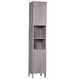 HOMCOM - Meuble colonne rangement salle de bain dim. 30L x 32l x 172H cm 2 placards avec étagère + 2 niches MDF imitation bois gris - vignette