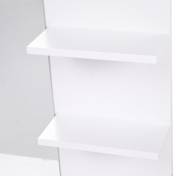 HOMCOM - Miroir de salle de bain avec étagères - 2 étagères latérales + grande étagère inférieure - kit installation fourni - MDF blanc - large