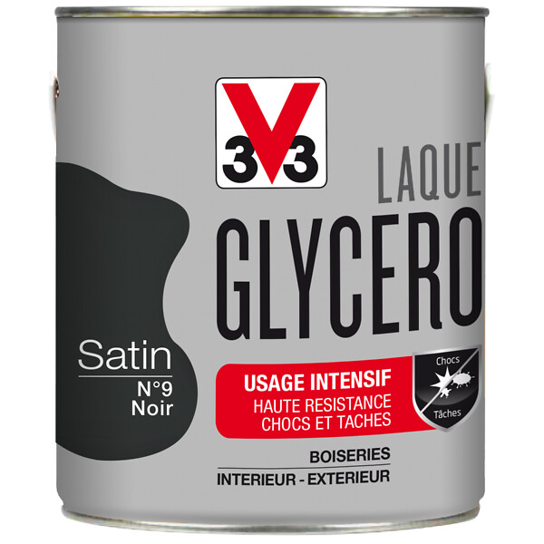V33 PEINTURE - Peinture laque Glycero - Noir - Satin - 2L - large