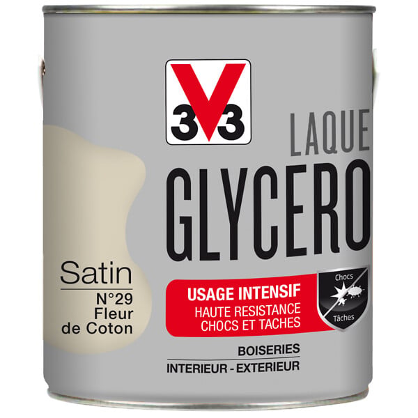 V33 PEINTURE - Peinture laque Glycero - Fleur de coton - Satin - 2L - large