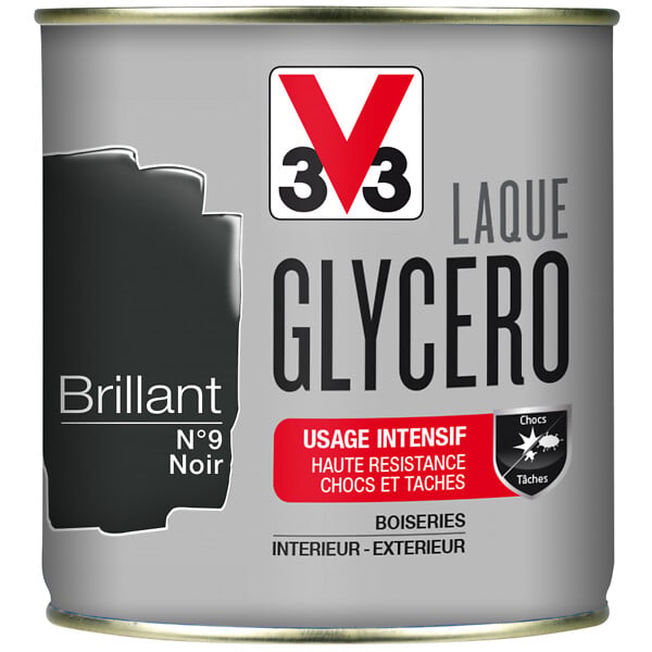 V33 PEINTURE - Peinture laque Glycero - Noir - Brillant - 0,5L - large