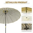 OUTSUNNY - Parasol inclinable rond avec manivelle métal fibre de verre Ø 2,55 m polyester haute densité beige - vignette