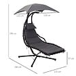 OUTSUNNY - Bain de soleil transat suspendu avec pare-soleil et matelas design contemporain 190L x 115l x 190H cm acier polyester gris foncé noir - vignette