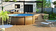 GRE - Piscine ronde acier dim. 320x320x122cm - Imitation bois - vignette